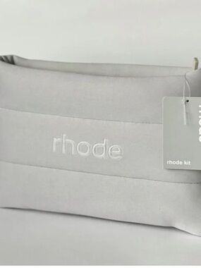 RHODE Light Gray Quilted Laptop Sleeve with Embossed Logo